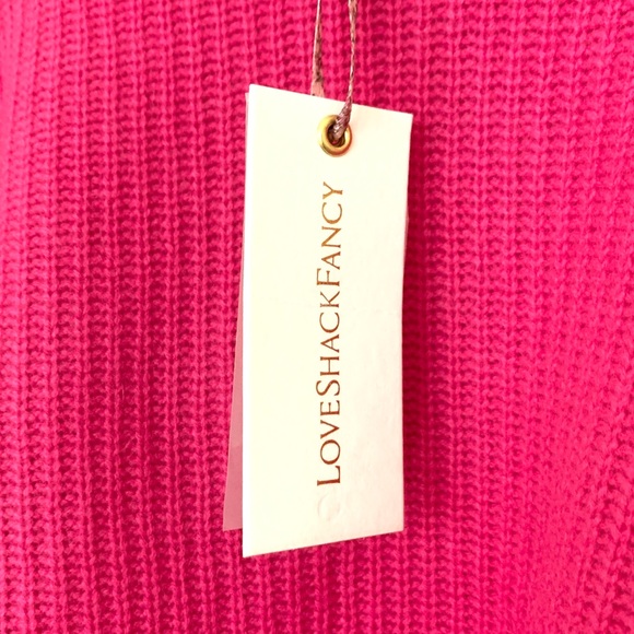 LoveShackFancy 100% Cashmere Potter Pullover Puff Sleeve Bow Detail Pink Sweater - Picture 10 of 11